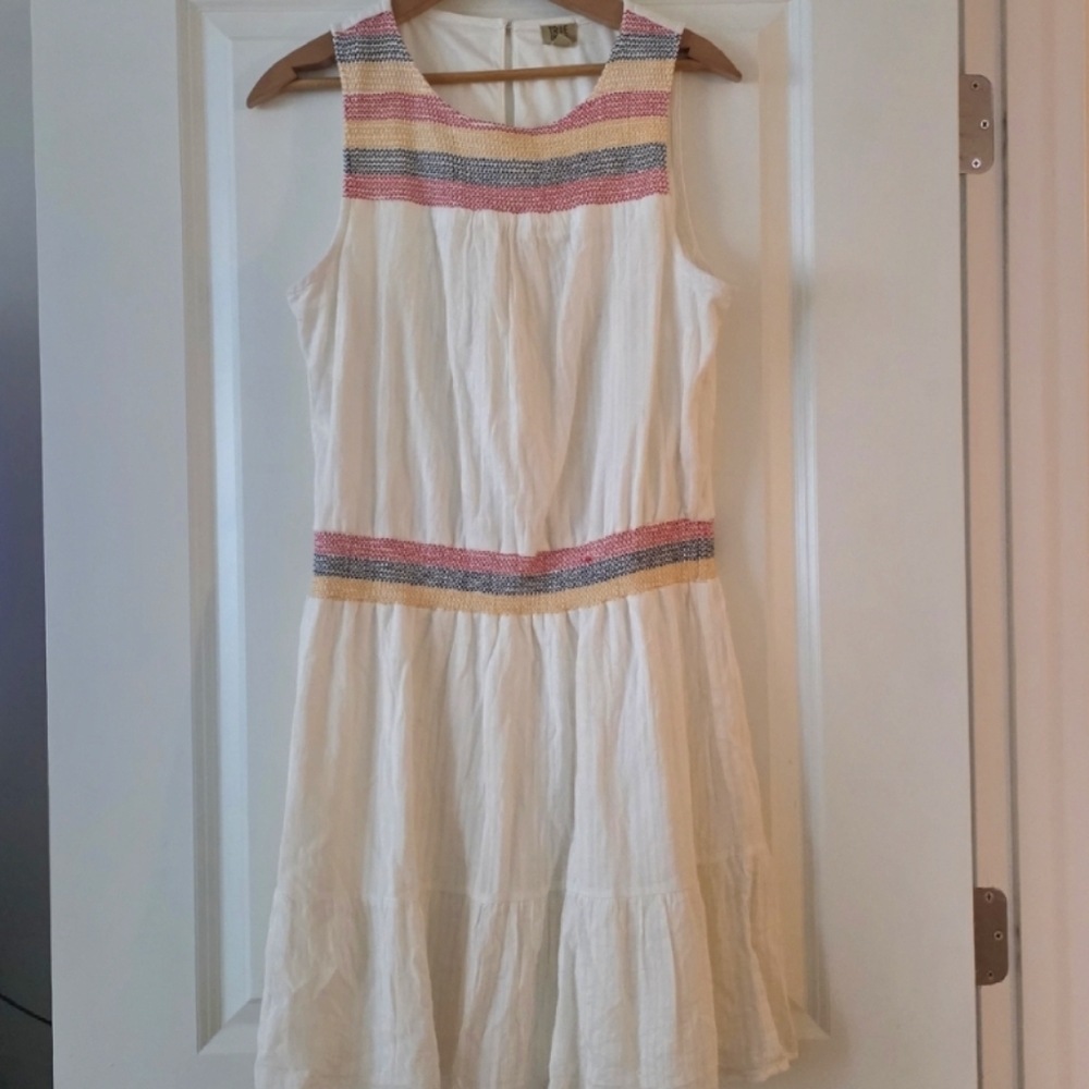 Western Boho Muslin Sleevless Dress True Craft Womens L Cream Embroidered